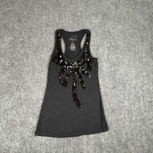 Miley Cyrus Max Azria Tank Top M Sequin Bow Y2K Glam‎ Rock Emo Goth Festival